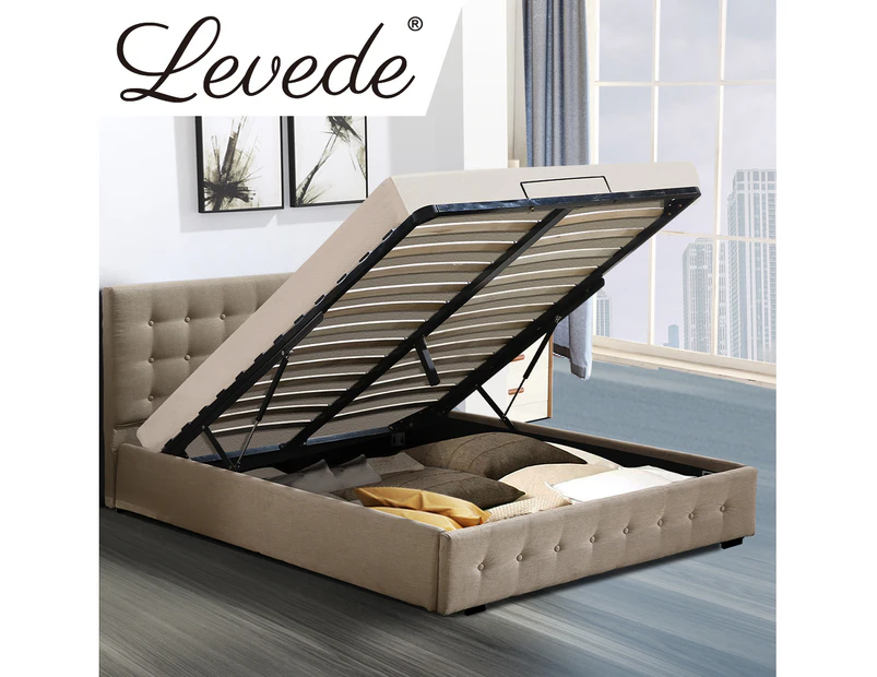 Levede Gas Lift Bed Frame Base Mattress Storage King Queen Double Size Fabric