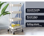 Levede 4 Tiers Kitchen Trolley Cart Steel Storage Rack Shelf Organiser White