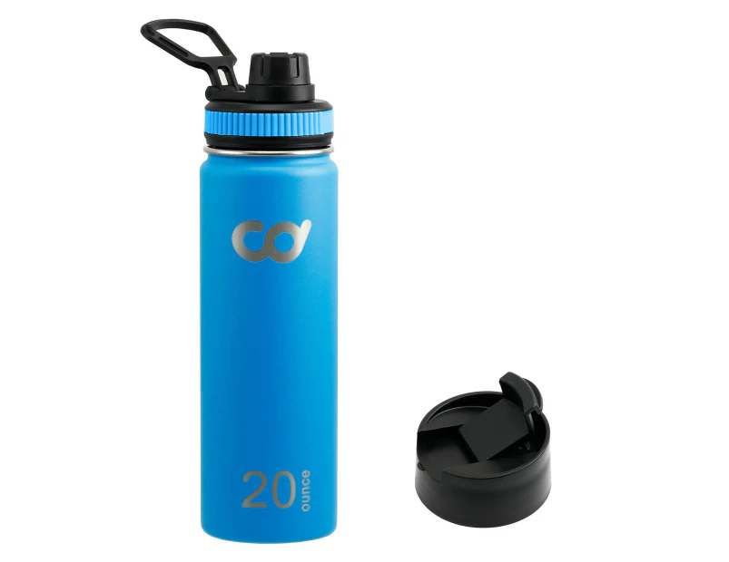 CyclingDeal Stainless Steel Vacuum Insulated Double Wall Water Bottles 20oz (591ml) Blue - 20oz 1 Blue