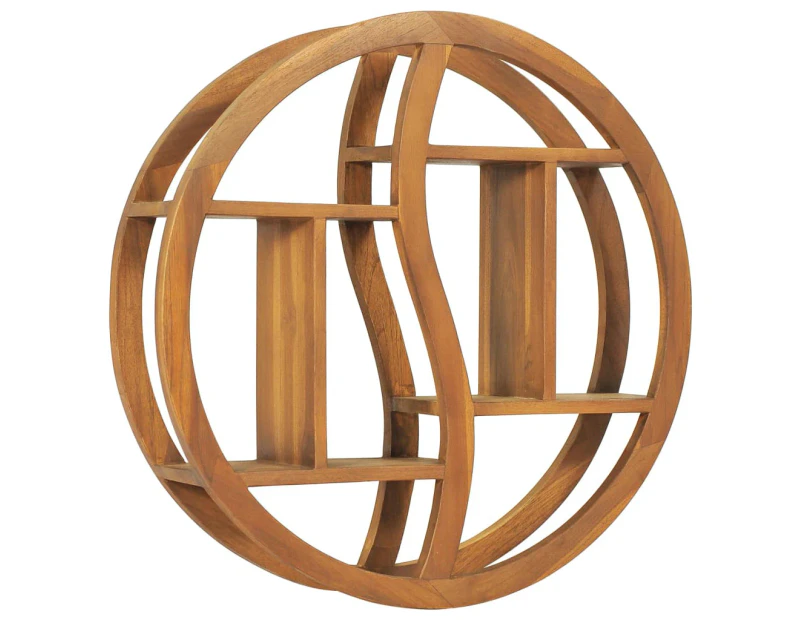 vidaXL Solid Wood Teak Yin Yang Wall Shelf Display Rack Organiser Multi Sizes