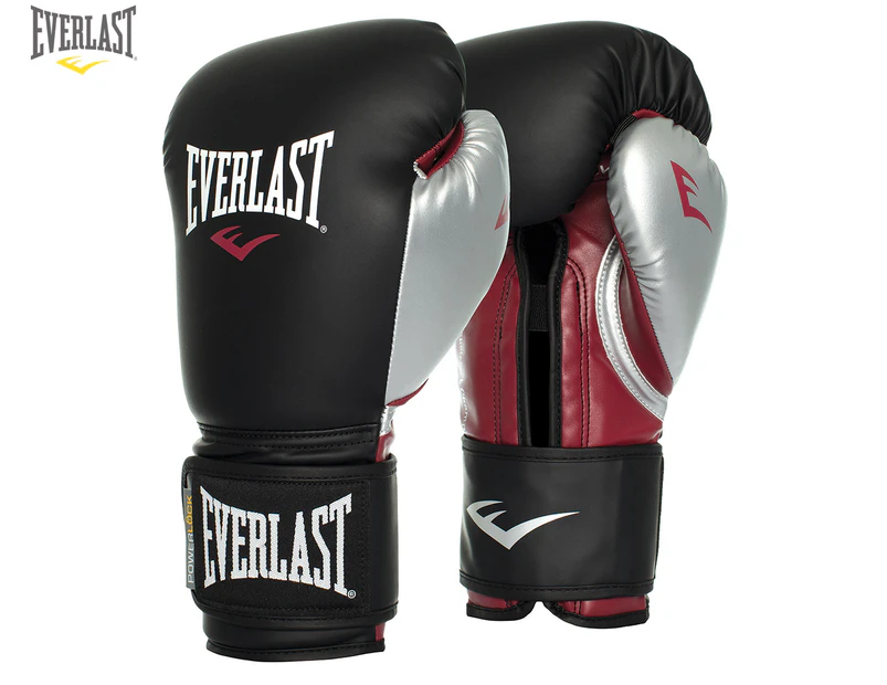Everlast Unisex 12oz Powerlock Training Gloves - Black/Maroon/Silver