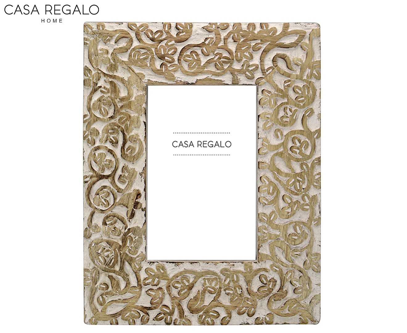 Casa Regalo 19x24cm Carved Mango Wood Frame - Natural