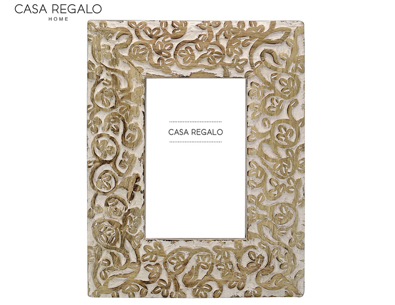 Casa Regalo 19x24cm Carved Mango Wood Frame - Natural