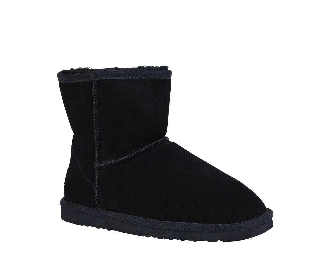 GROSBY Jillaroo Women's UGG Boots Genuine Sheepskin Suede Leather Moccasins - Black