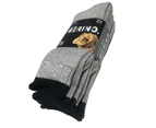 3 Pairs MERINO WOOL SOCKS Mens Heavy Duty Premium Thick Work Socks Cushion - Grey