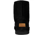GROSBY Jillaroo Women's UGG Boots Genuine Sheepskin Suede Leather Moccasins - Black
