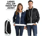 Identitee Ladies Track Top Jacket Tracksuit Warm Winter Full Zip Varsity Jumper - Navy/White