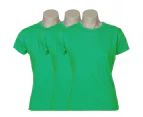 3x Women's Plain Ladies T SHIRT 100% COTTON Basic Tee Casual Top Size 6-24 BULK - Green
