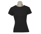 3x Women's Plain Ladies T SHIRT 100% COTTON Basic Tee Casual Top Size 6-24 BULK - Black