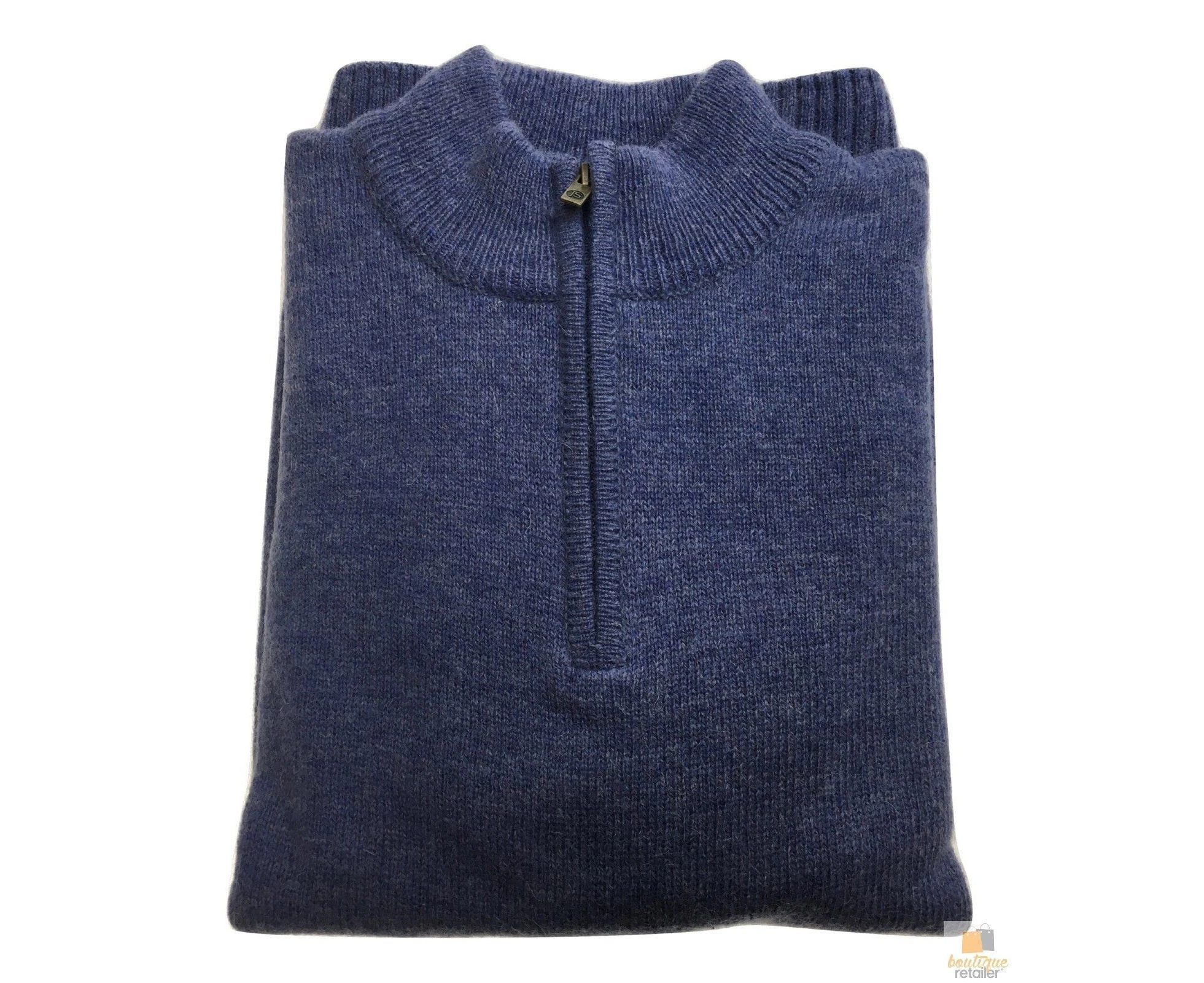 100% SHETLAND WOOL Half Zip Up Knit JUMPER Pullover Mens Sweater Knitted - Sky (40)