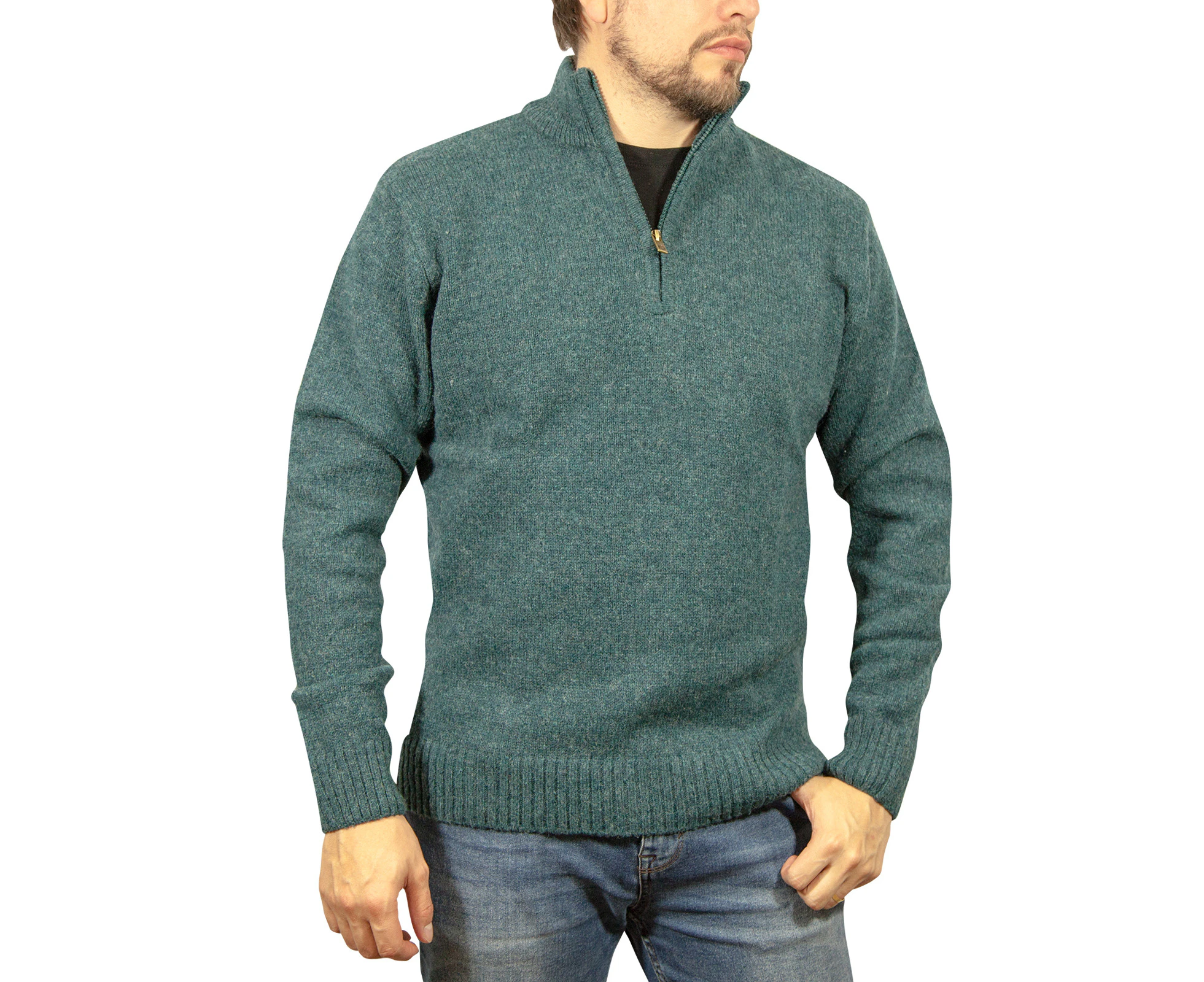 Jumpers 100% Shetland Wool Half Zip Up Knit Jumper Pullover Mens Sweater Knitted Sherwood (32)