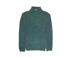 100% SHETLAND WOOL Half Zip Up Knit JUMPER Pullover Mens Sweater Knitted - Sherwood (32)