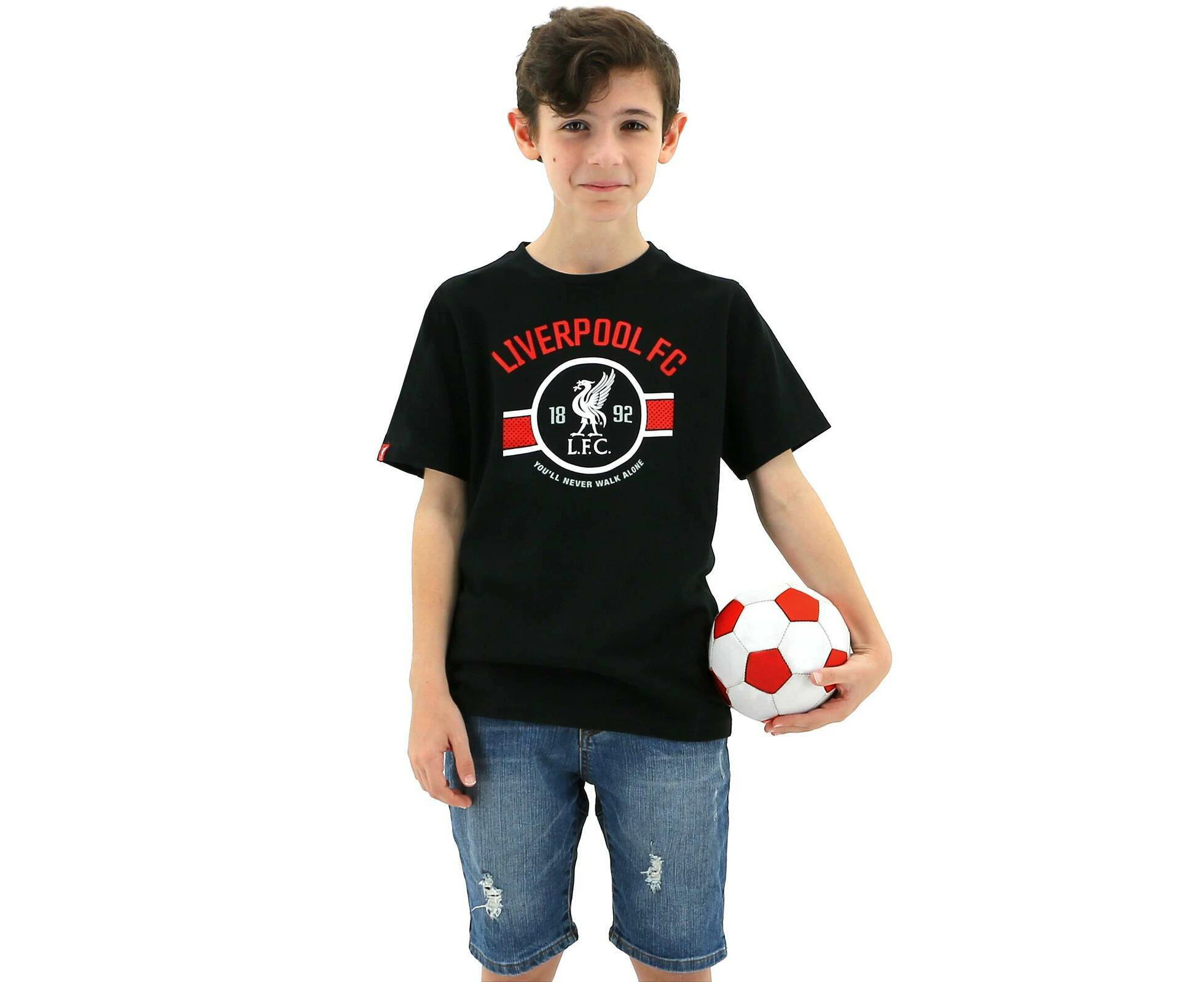 Liverpool FC Youth Boys Liverbird Crew T Shirt Top Tee Soccer LFC - Black