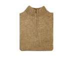 100% SHETLAND WOOL Half Zip Up Knit JUMPER Pullover Mens Sweater Knitted - Nutmeg (23)
