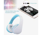 Wireless Bluetooth Headphones, On-Ear Headphones With Microphone, Foldable And Lightweight, Mp3 Mode And Fm Radio-White Blue
