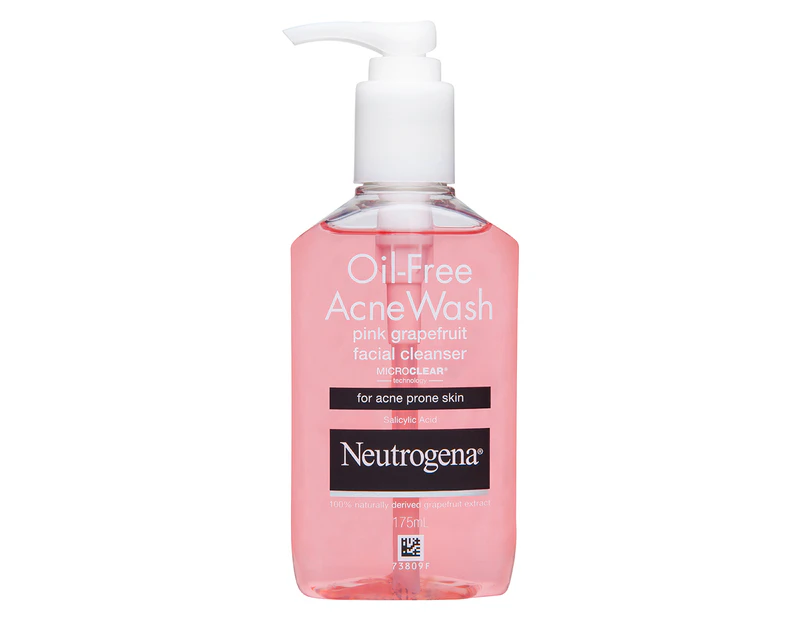 2 x Neutrogena Oil-Free Acne Wash Facial Cleanser Pink Grapefruit 175mL