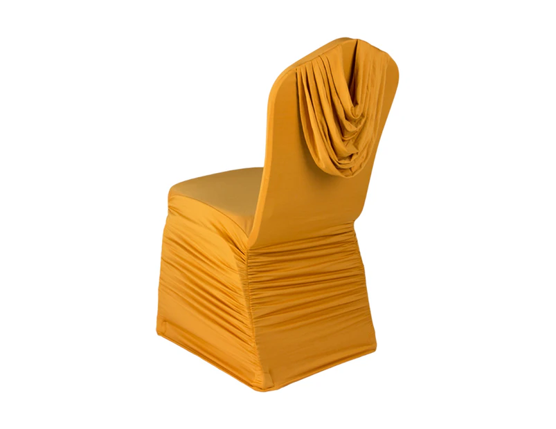 Chair Cover High Elastic Integrated Decorative Polyester Ruched Design Dining Chair Protector Cover for Daily Use - Yellow
