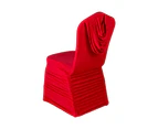 Chair Cover High Elastic Integrated Decorative Polyester Ruched Design Dining Chair Protector Cover for Daily Use - Red