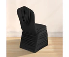 Chair Cover High Elastic Integrated Decorative Polyester Ruched Design Dining Chair Protector Cover for Daily Use - Black
