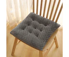 Seat Pad Anti-Slip Strap Design Soft Texture Plush High Elasticity Protective Washable Thickened Student Square Chair Cushion for Home - Grey