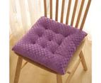 Seat Pad Anti-Slip Strap Design Soft Texture Plush High Elasticity Protective Washable Thickened Student Square Chair Cushion for Home - Purple