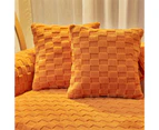 Sofa Cover Elegant Soft Texture Short Velvet Plaid Design Plush Sofa Couch Cover Mat Home Decor for Bedroom - Orange