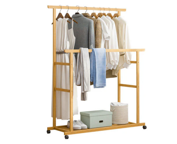 Heavy Duty Clothes Rail Double Layer Garment Hanging Stand