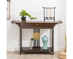 2 Tier Open Storage Bamboo Console Table