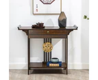 2 Tier Open Storage Bamboo Console Table