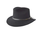 JACARU Australian Wool Hat Trilby Fedora 100% WOOL Crushable Travel Genuine 1849 - Black