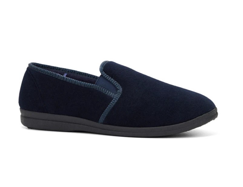 GROSBY Percy Mens Slippers Shoes Indoor Outdoor Casual Slipper Moccasins - Navy Blue