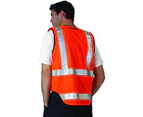 HUSKI Hi Vis Vest 3M Tape Safety Workwear High Visibility Mesh Patrol - Orange