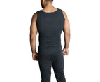 Men's THERMAL Merino Wool Blend Singlet Top Sleeveless Warm Underwear - Black