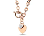 Diamond cut Belcher Chain T-lock Toggle Necklace in Rose Gold Layered Steel Jewellery