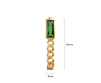 Green Zirconia Dangly Stud Earrings - 35mm