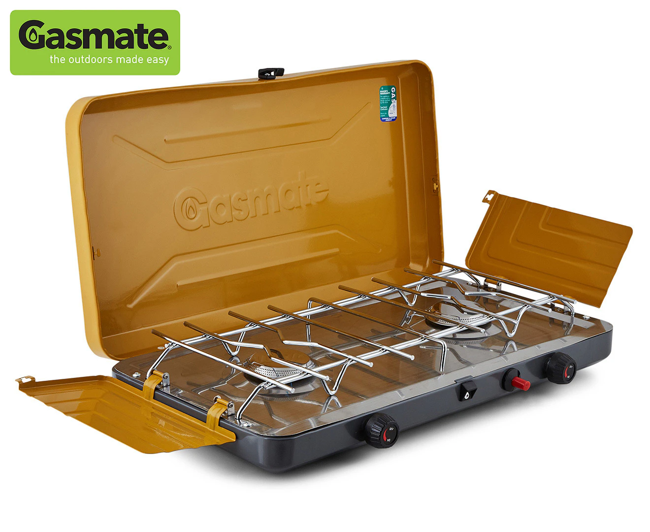 Gasmate Deluxe 2 Burner Stove - Yellow/Silver