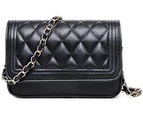 Small Crossbody Bags For Women Quilting Shoulder Bag Leather Handbag Purses Fashion Evening Bag,Black