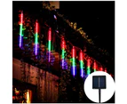 2 Set 8 Tube Solar Meteor Shower LED Fairy String Lights Street Garlands for Outdoor Christmas Tree Wedding Garden Patio Lights Solar White 30cm