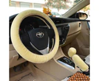 Plush Steering Wheel Cover, Winter Steering Wheel Cover, Handbrake Switch Cover And Steering Wheel Protector, Universal Car (Cream Color)