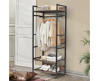 3 Tier Industrial Coat Rack Stand Entryway Clothes Racks with Metal Hanging Rail