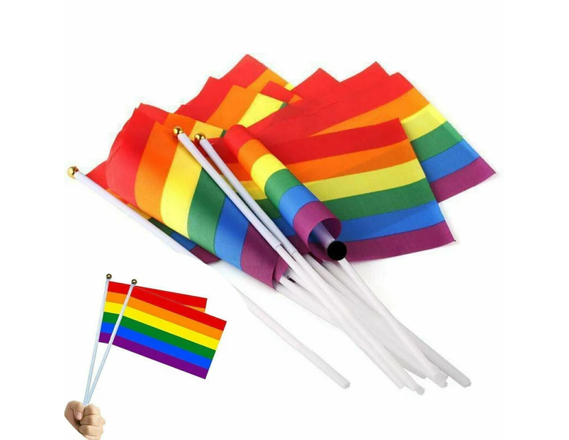 12x Small Rainbow Flag Gay Lesbian LGBT 14.5x 20.5cm Pride Mini Flags Hand Wavin