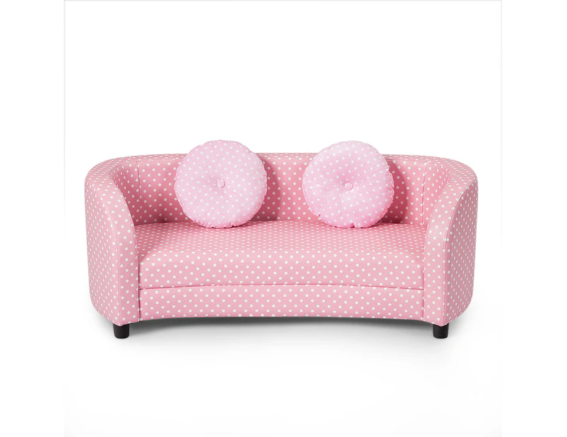 Giantex Kids Sofa Chair 2 Seat Kids Couch Armrest Chair w/2 Cushions Lounge Upholstered Couch Gift Pink