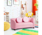 Giantex Kids Sofa Chair 2 Seat Kids Couch Armrest Chair w/2 Cushions Lounge Upholstered Couch Gift Pink