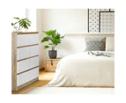 Oikiture Tallboy Dresser/8 Chest of Drawers - White/Natural