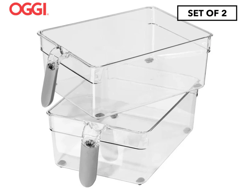 Set of 2 OGGI Large Storage Bins w/ Easy Grip Handles