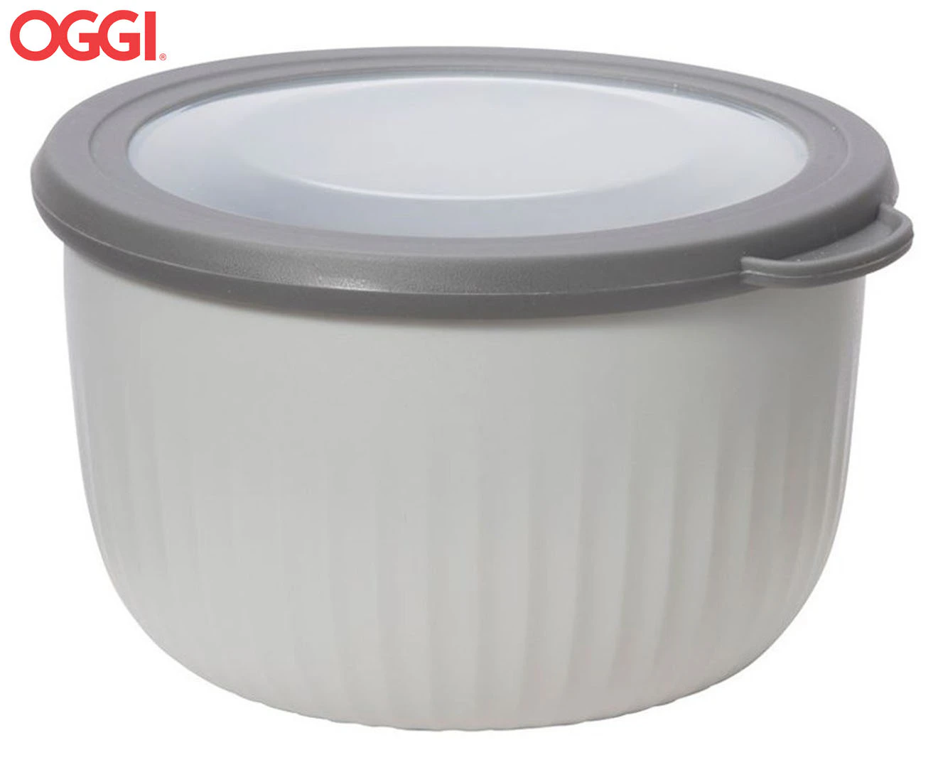 Oggi 1.3L Plastic Prep & Serve Bowl Kitchen Food Serving Container w/ Lid Grey