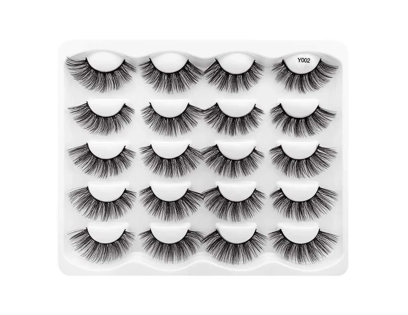 SunnyHouse 10 Pairs Eyelash Long-lasting Natural Effect Slender Handmade Mink Hair Eye Lash for Lady- 2