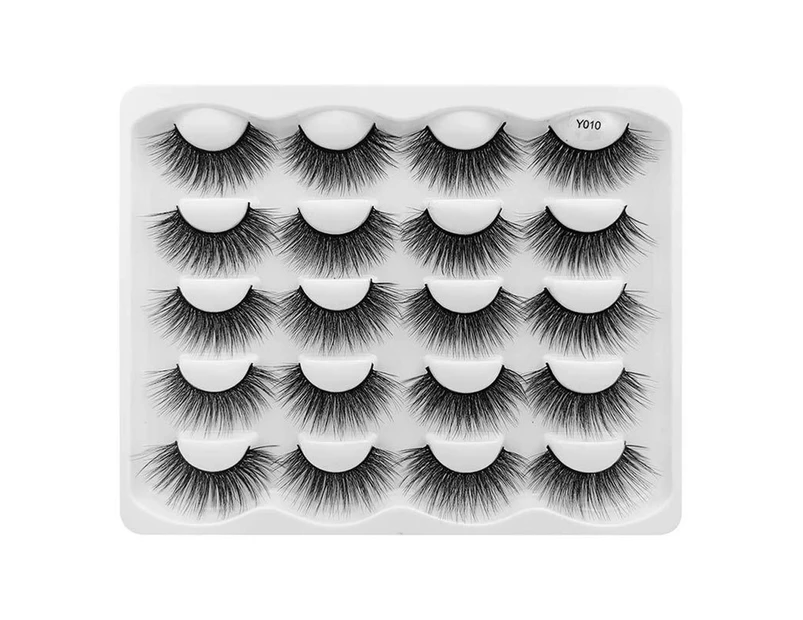 SunnyHouse 10 Pairs Eyelash Long-lasting Natural Effect Slender Handmade Mink Hair Eye Lash for Lady- 10