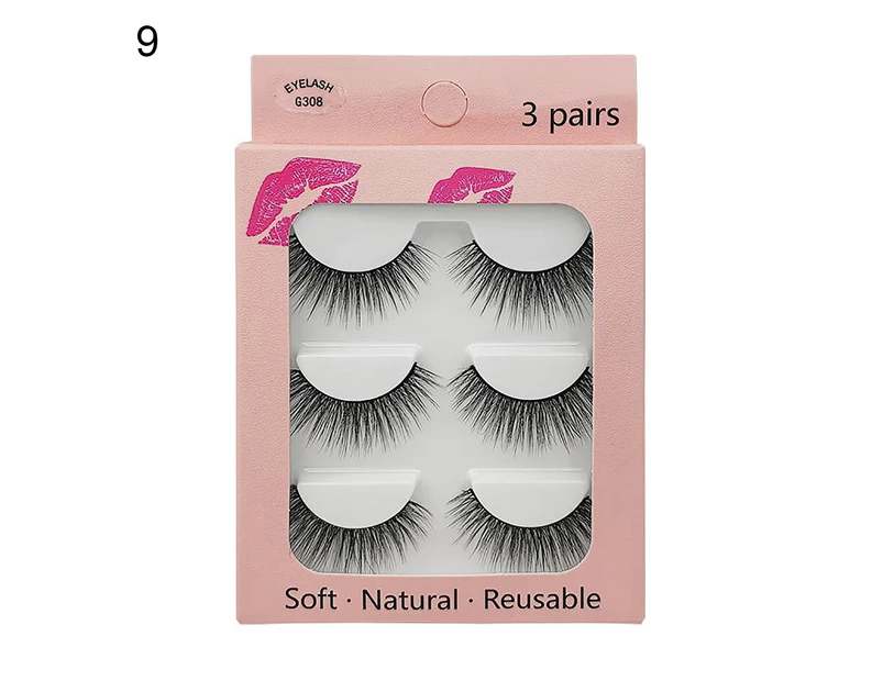 SunnyHouse 1 Box False Eyelashes Skin-friendly Smudge-proof Faux Mink Hair 3D Extension Makeup Eyelash for Female-#9