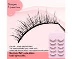 SunnyHouse 5Pairs False Eyelashes Natural Stylish Eyeliner Effect Cross Makeup Extensions Eye Lashes for Daily Life- 5pcs